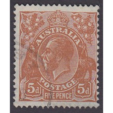 Australian  King George V  5d Brown   Wmk  C of A  Plate Variety 3L22